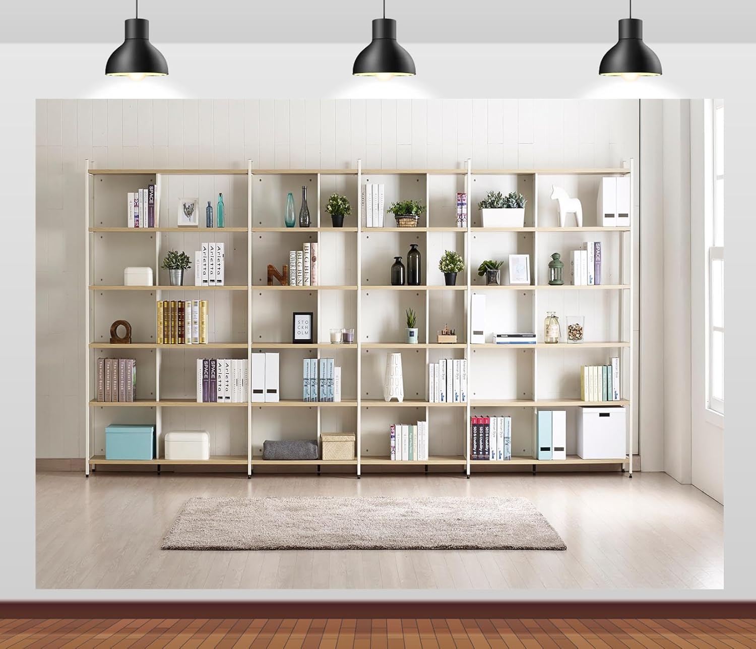 Home Office Zoom Background - Bücherregal Fotografie Hintergrund Moderne Zimmer Innen