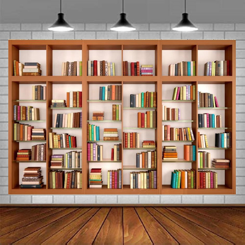 Home Office Zoom Background - Moderner Holz-Bücherregal-Fotografie-Hintergrund für Bücherregale, Bücher, Foto-Zoom-Meetings,