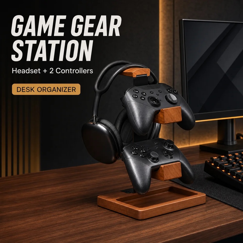 Home Office Headset - Hölzerner Kopfhörerständer Gaming-Headset-Halter Schreibtisch-Kopfhörerhalter Organizer für