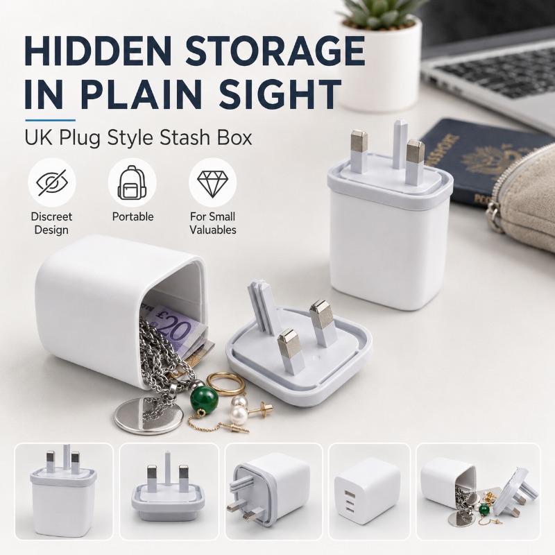 Home Office In Uk - Diskreter Aufbewahrungsbehälter im UK-Stecker-Design, Tragbare Versteckbox