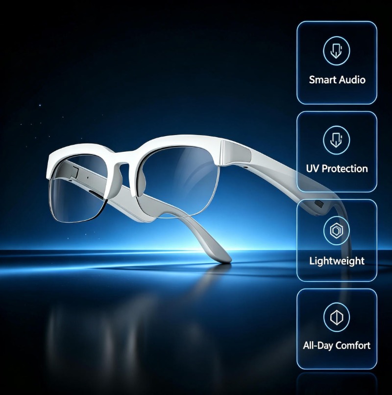 Home Office Headset - 2026 XG89 Echtzeit-KI-Übersetzer-Sonnenbrille mit Open-Ear-Bluetooth-Headset, UV-Schutz,