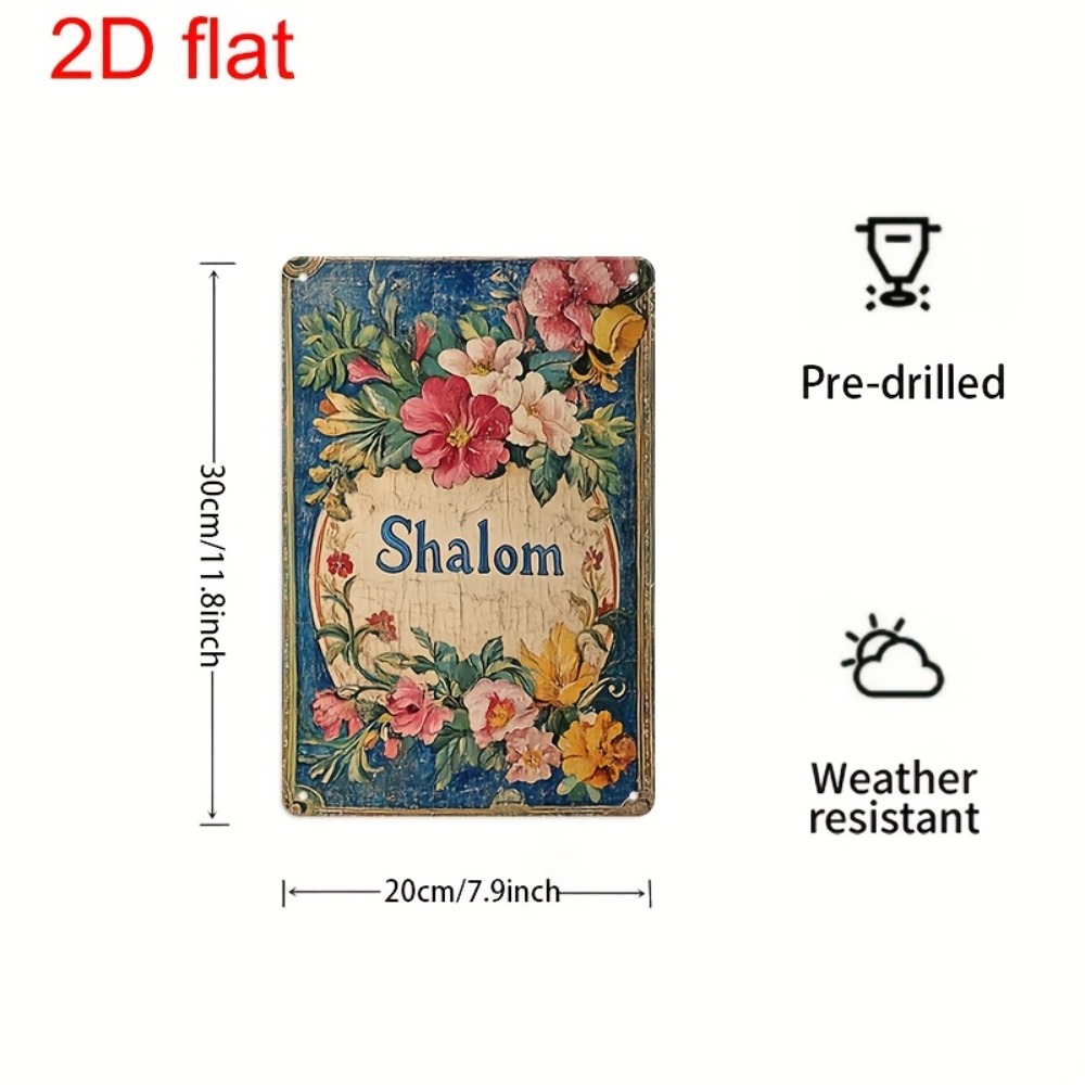 Home Office Decor - CIFBUY Vintage Floral Shalom Aluminium-Wandkunst, 20,3