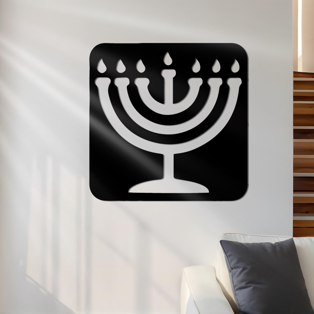 Home Office Decor - CIFBUY Eisen-Wandkunst Vintage Menorah Metallskulptur Rostfreie
