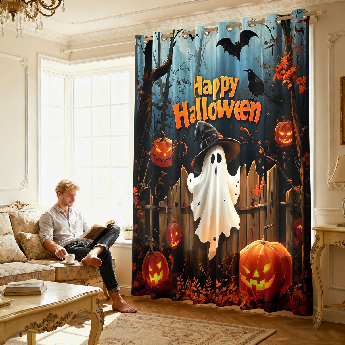 1 Stück Halloween-Vorhang mit  – Home Office Rate Bewertung und Preis